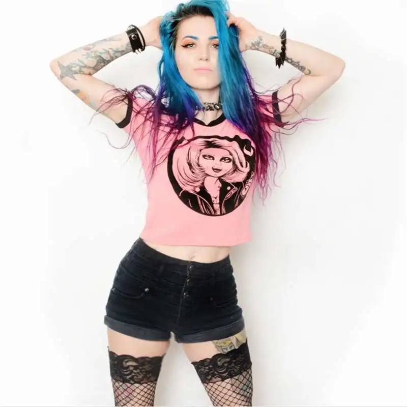 Summer Rock Punk T Shirt Women Streetwear Skull Unicorn Printed Short Sleeve Loose Black Harajuku Brand Tee Shirt Femme Top