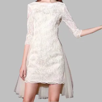 

HAMALIEL Women Party Dress 2019 Runway Summer Mesh Patchwork Lace Noble Bodycon Dress Fashion Sequined Irregula Short Vestidos