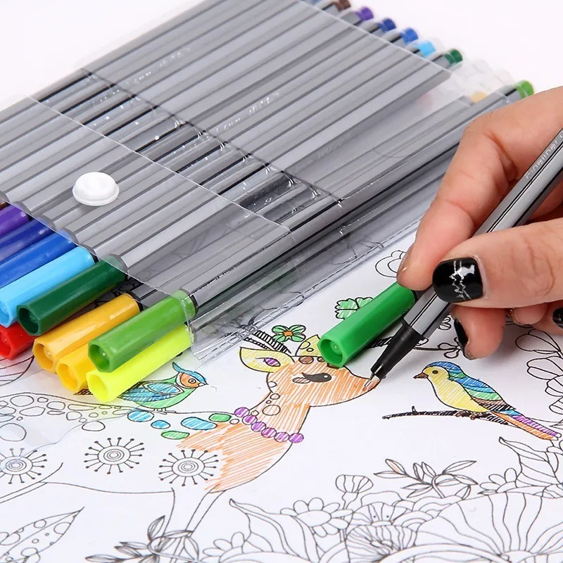 

24 Color Different Types Pigment Liner Water Based Brush Markers for Drawing Handwriting Signature Manga comic Pen durable Arts