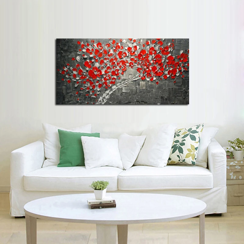 Handmade Abstract Beautiful Flower Tree Oil Painting On Canvas Flower