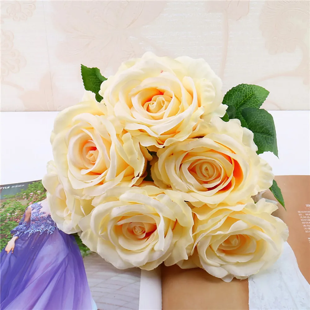1 Bouquet Artifical Rose Silk Flower Wedding Party Home Decoration Decor