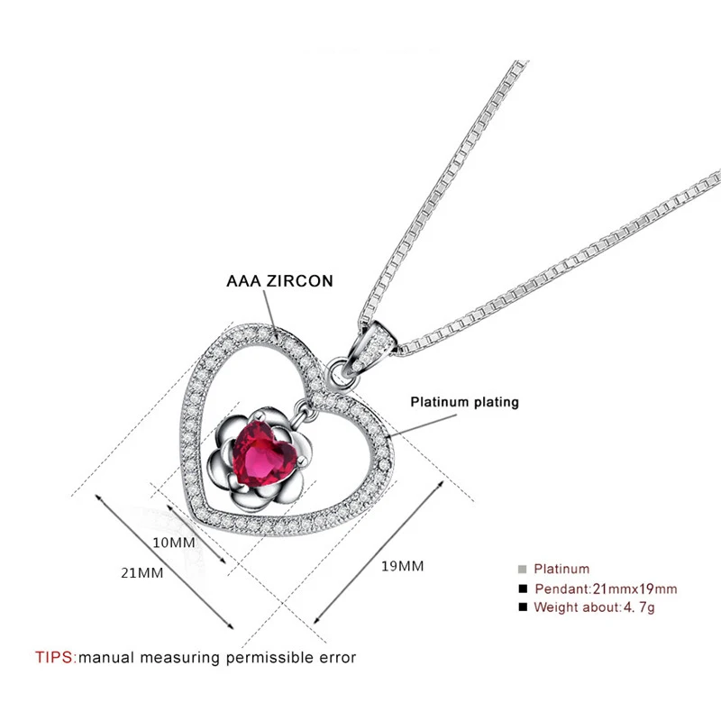 Hot Sale Ocean Heart Red Flower Pendant Necklace Clavicle Chain Australian Crystal Personalized Jewelry Wholesale Jewellery YN19 (9)