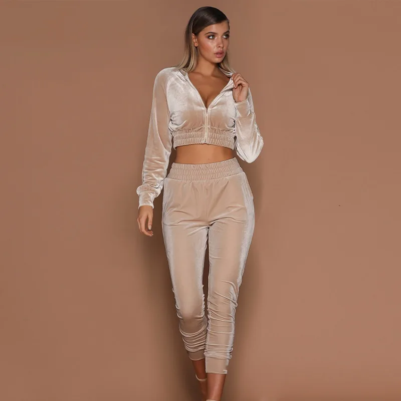 

Two Piece Set Women Tracksuit Hoodies Sweatshirt & Pants High Waist Sets Workout Wear Fashion Long Sleeve Zipper Suits