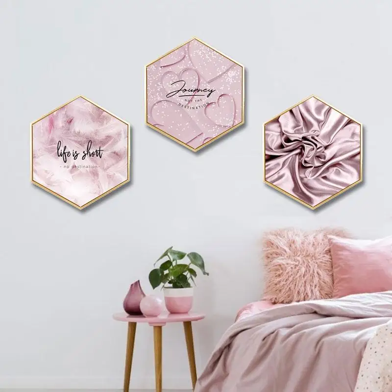 

Simple restaurant wall painting Living room decorative painting Sofa background wall painting Bedroom restaurant Pink luxury