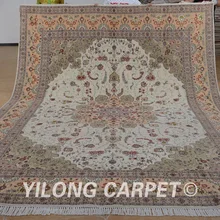 Yilong 9'x12' Восточный персидский ковер шелковая шерсть изысканный сотканный вручную шерстяной ковер(1372