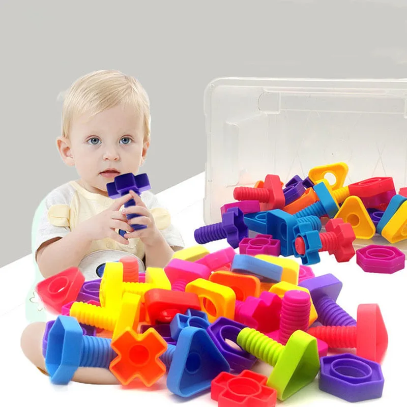 

Plastic Building Blocks Screw Pairing Nut Combination DIY Assembling Educational Toy for Children Screw and Nut Pairing Blocks