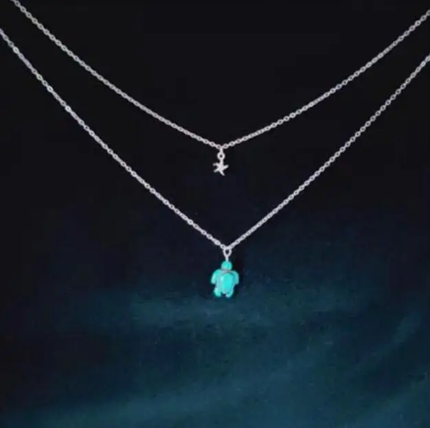 

nx311 Europe Vintage Double layer chain necklace blue stone Animal turtle alloy Starfish necklace Female jewelry