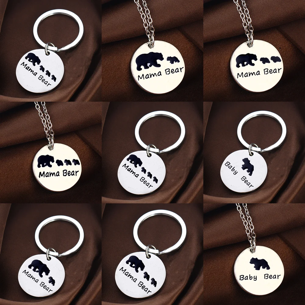 

Cute MAMA Bear Silver Pendant Chain Necklace For Women Mothers Day Gifts Mom Necklaces Jewelry Family Love Charm