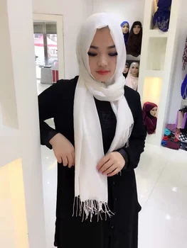 

Elegant Sold Color Tassle Muslim Vintage Style Hijab Islamic Hijab Warp Abaya Headwear