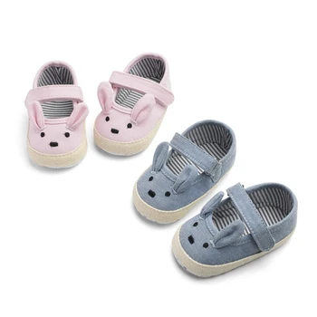 

Baby Girls Breathable Cartoon Rabbit Design Single Shoes Anti-Slip Shoes Casual Sneakers Toddler Soft Soled First Walkers