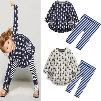 

Hot Sale Baby Girls Romper Girls Dress Baby Clothing Sets Infant Wear Cartoon Rabbit Pattern Baby Pants 5sets/lot