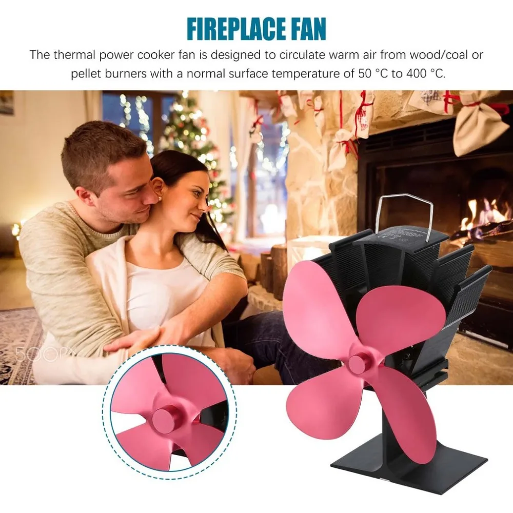

Four-leaf Fans Thermal Power Fireplace Fan Heat Powered Wood Stove Fan for Wood /Log Burner /Fireplace Eco Friendly