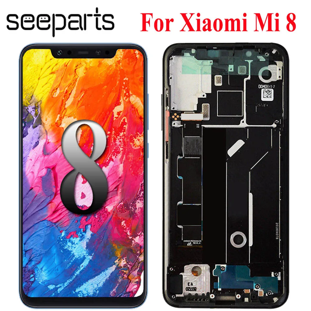ЖК дисплей Amoled для Xiaomi Mi 8 сменный сенсорный экран с рамкой|Экраны мобильных