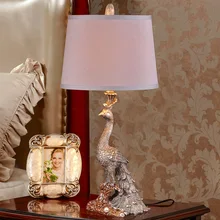 Классическая настольная лампа в виде павлина, современный светильник для спальни, тканевые настольные лампы для гостиной, спальни, чтения