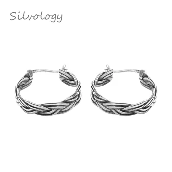

Silvology 925 Sterling Silver Vintage Twist Weave Hoop Earrings Silver Texture Elegant Earrings For Women Festival Jewelry Gift