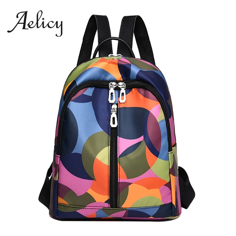 

Aelicy New Fashion Quality Backpack Women Stitching Color Backpacks Larger Capacity Student School Bag With Headphone Hole