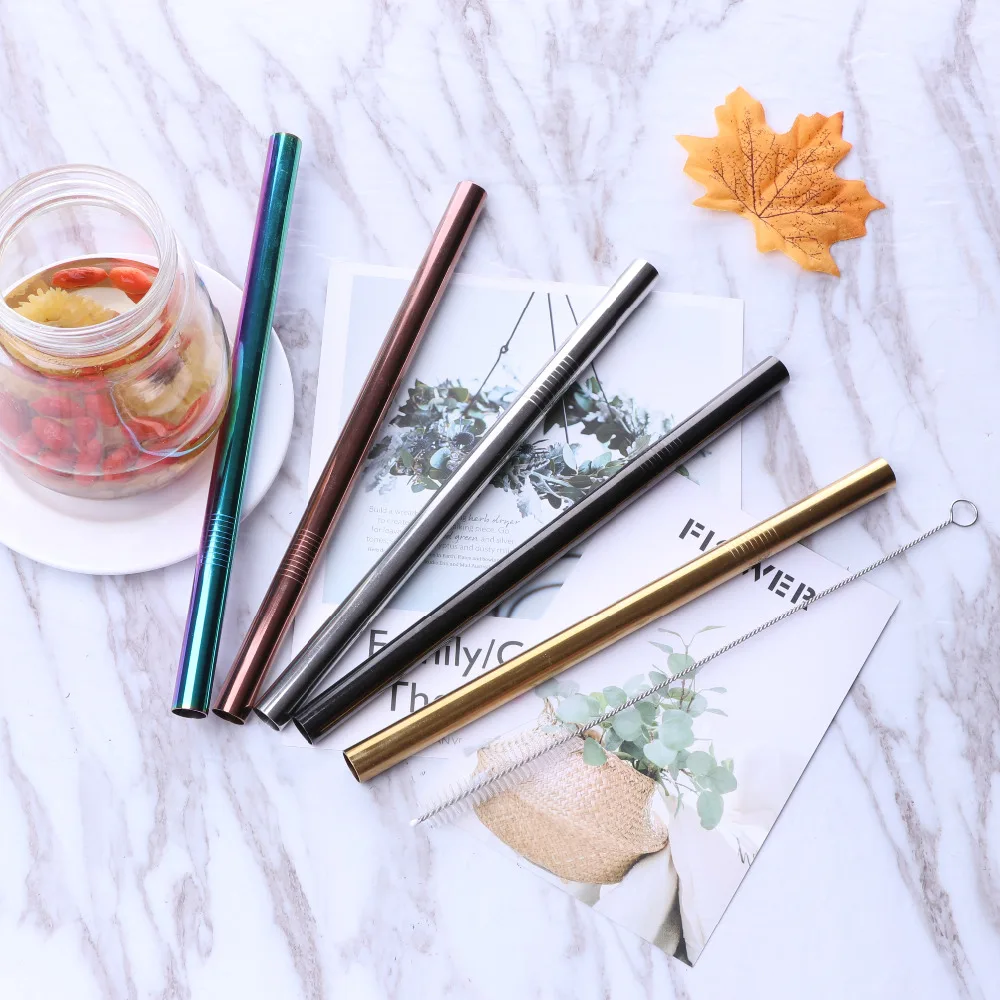 

Extra Wide Long Straw Reusable 304 Stainless Steel Drinking Straw Metal Straw For Smoothies Tapioca Pearls Milk Tea 1Pcs