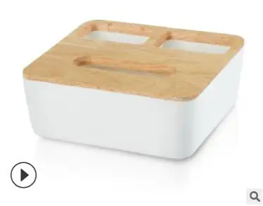 Пластиковая+ деревянная бумажная коробка для салфеток, держатель для салфеток, коробка для хранения бумажных полотенец, настольный контейнер с пультом дистанционного управления, органайзер для макияжа - Цвет: C