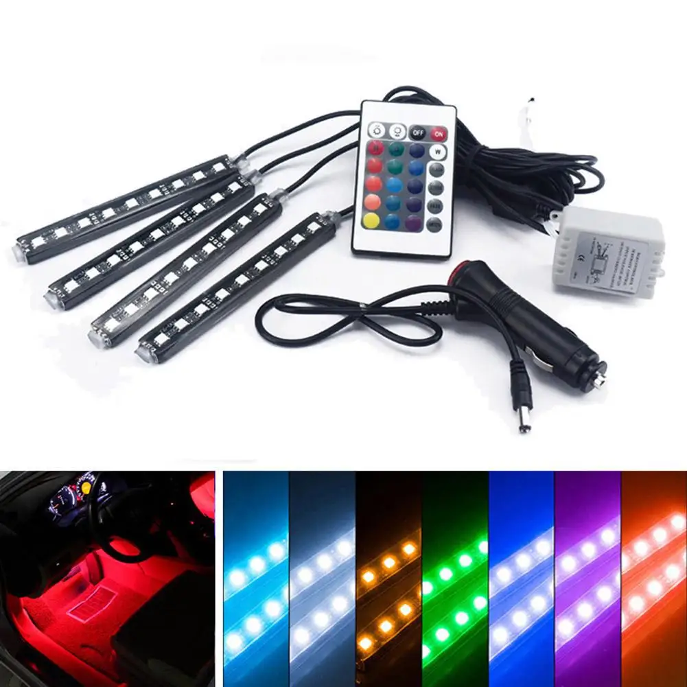 

Simple designs 4-in-1 RGB 5050 36SMD LED Strips Remote Control Car Interior Atmosphere Light