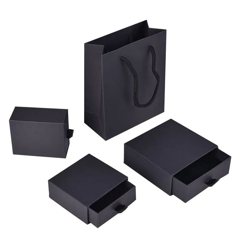 

Box For Jewelry 50pcs/lot Black Drawer box jewelry box Necklace Pendant Carrying Cases Wedding Gift Ring Packag Boxes
