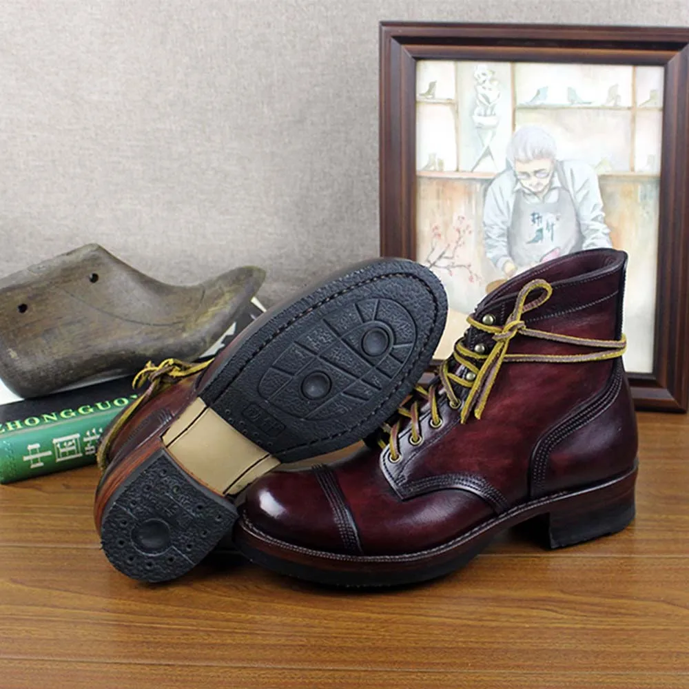 Роскошная обувь для мужчин sipriks/брендовая мужская обувь; ботинки с круглым носком в стиле ретро; ковбойские ботинки в итальянском стиле; прошитая обувь; строгие костюмы; размер 45 - Цвет: S-9007 A