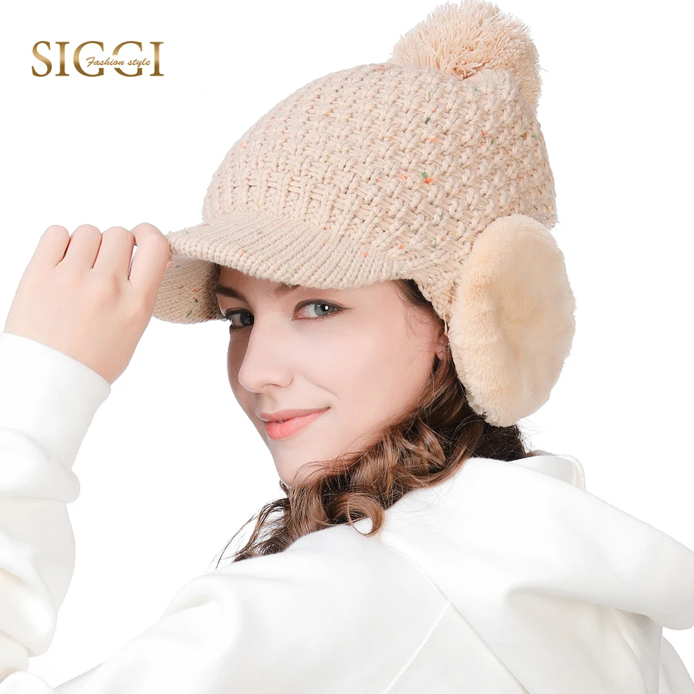 FANCET Acrílico Inverno Gorros Skullies Para Mulheres Sólidos Aba Da