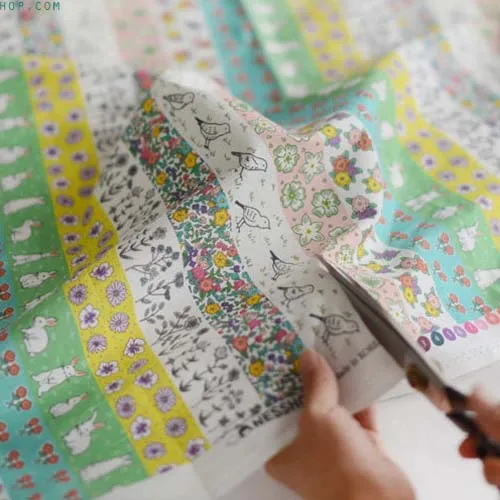 

animals and plants stripe Print Collage Illust Cut Cotton Linen Quilt Fabric, Charm Sewing Handmade Textile, 100x145cm