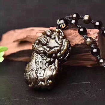 

Natural obsidian pendant ice color obsidian ice crystal obsidian obsidian 90 degrees brave pendant