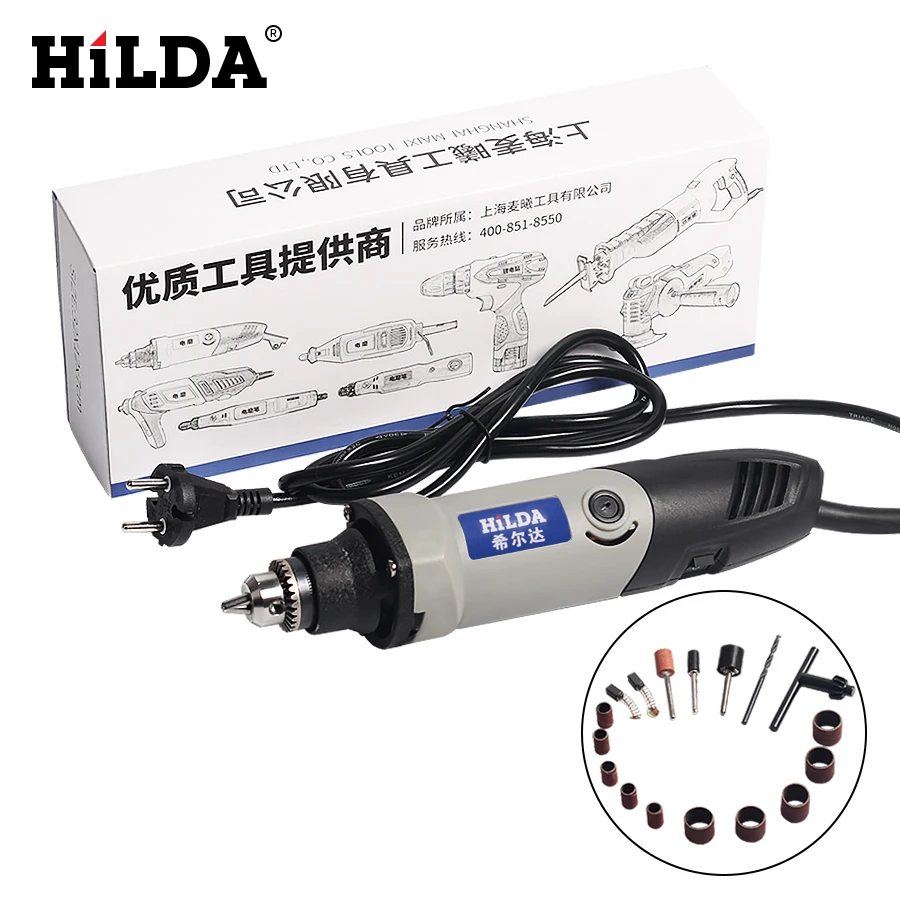 Небольшая электродрель HILDA 220V 400W Dremel Стиль в Мини электрическая дрель аксессуары шлифовальной машины патрон переменная Скорость установка для роторного бурения машины Мощность инструменты