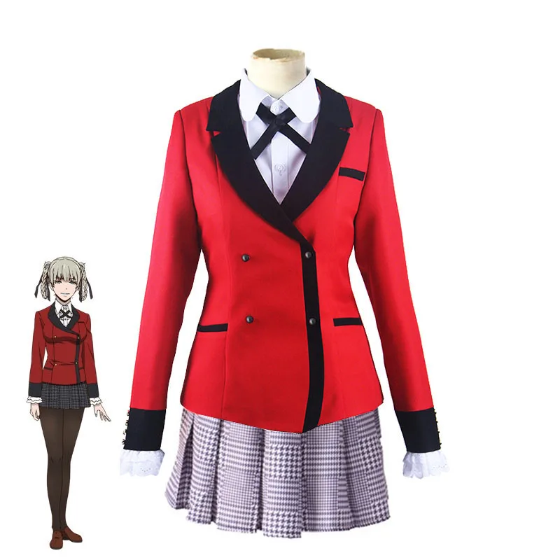 Coshome Kakegurui Compulsive Gambler  Jabami Yumeko Igarashi Sayaka Cosplay Costumes School Girls Uniforms Coat Shirt Skirt Outfit Set (3)