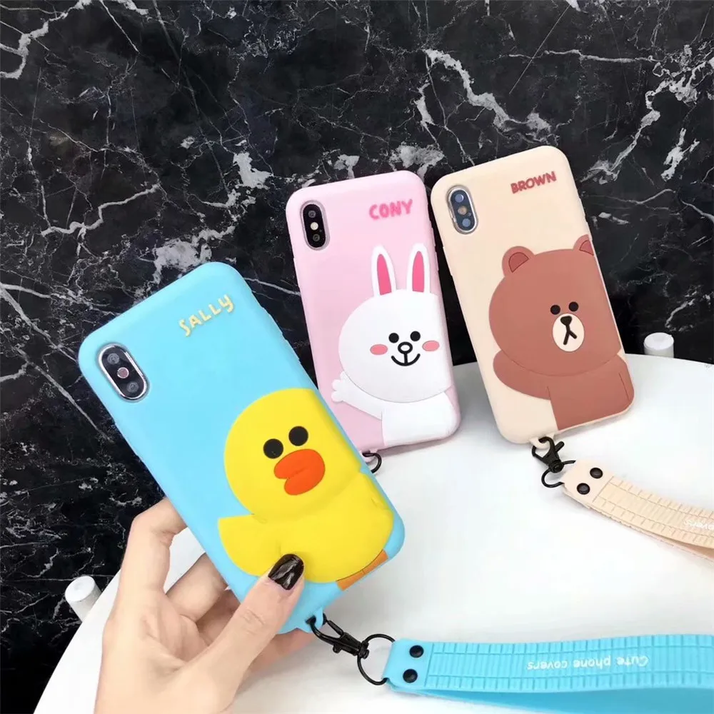 

2019 Brown&Sally Cartoon Phone Case For iphoneX/XS/XR/XSMAX,Soft Silicone Cover For iPhone 6/6Plus/7G/8G/7lus/8Plus Fitted Case