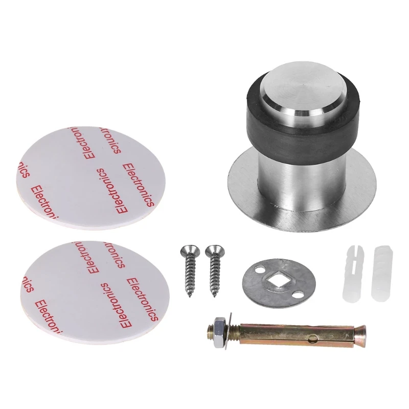 

Door Stops Anti-Collision Stainless Steel Rubber Stopper Round Floor Mounted New