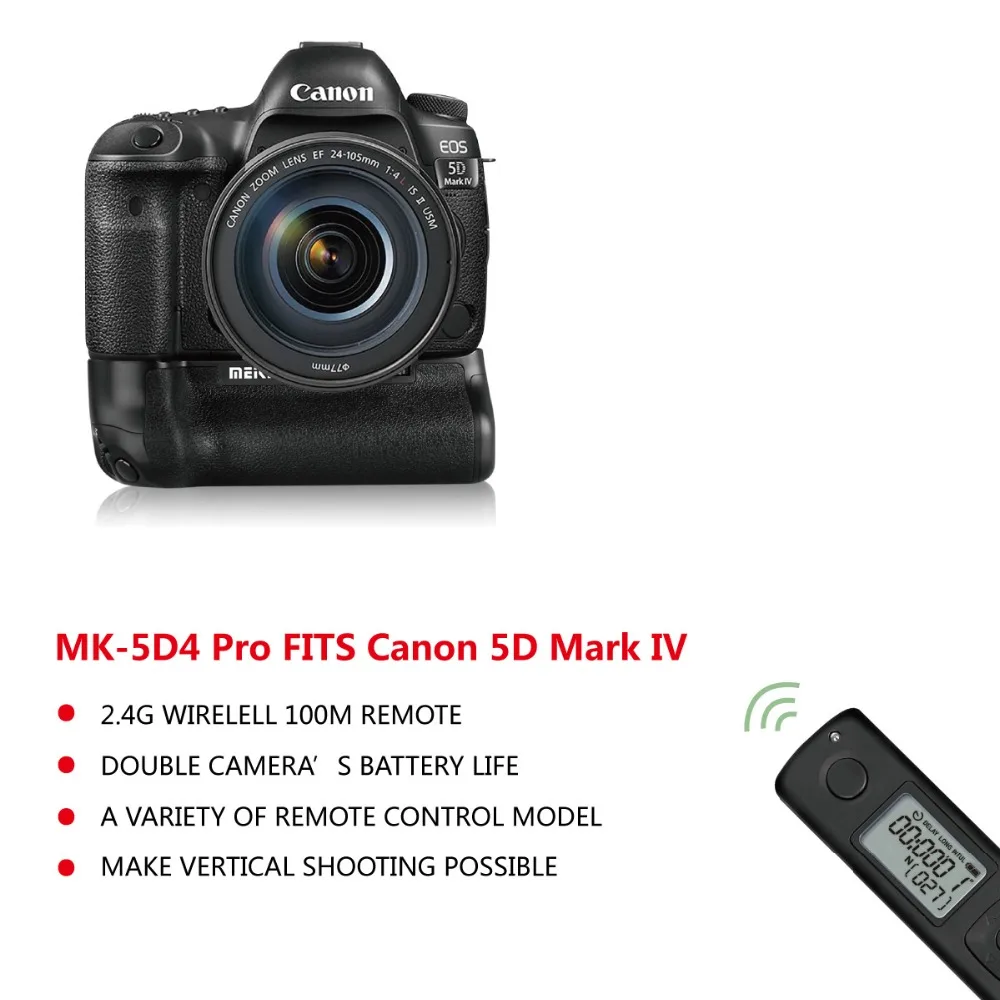  MEKE MK-5D4 PRO Battery Grip With wireless remote for Canon 5D Mark IV Camera as BG-E20 Compatible 