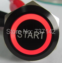 

ELEWIND 22mm BLACK aluminum Ring illuminated push button with START symbol(PM221F-11E/R/12V/A with 'START' symbol)