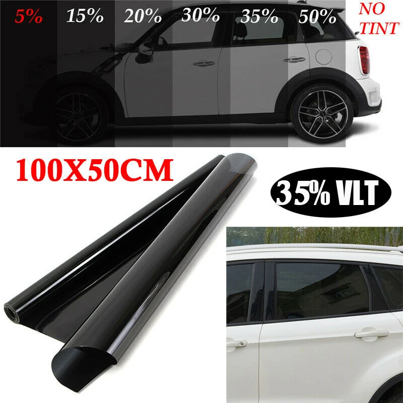 Высококачественная Автомобильная наклейка на окно 100x50 см, новая Автомобильная Наклейка на окно для дома 35% VLT, черная пленка, наклейка из фольги+ скребок