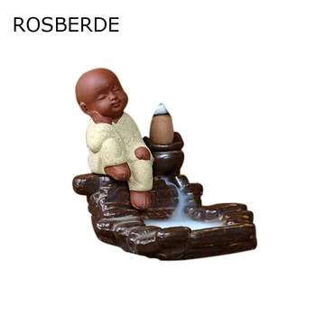 

2017 Ceramic Budda statue Incense burner Monk burner Portery Flow backward Burner figurine Home decor Tower Incense home decor