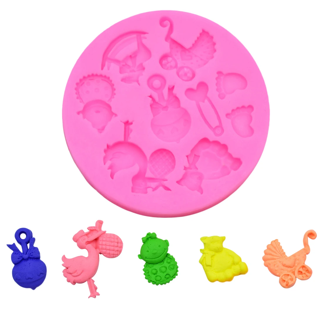 

Pop Baby Shower Party toys chocolate Party cake decorating tools DIY Trojan horse Baby carriage baking mould silicone mold