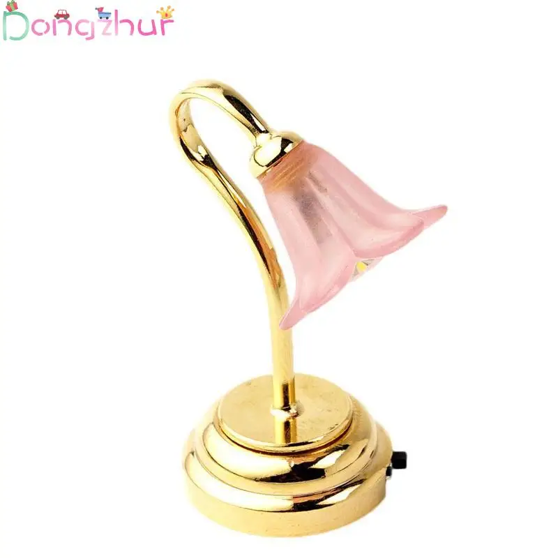 

1:12 Doll House Accessories LED Flower Table Lamp Model Toy For Doll House Decoration Beautiful Design Mini Lamp Light