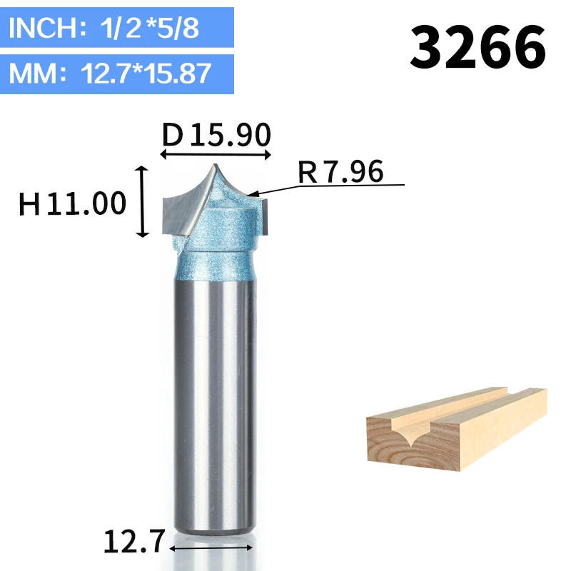 HUHAO 1 шт. 1/" 1/2" хвостовик резец по дереву двойная фреза для отделки кромки биты для дерева промышленного класса Деревообработка Гравировка резьба бит - Длина режущей кромки: 3266