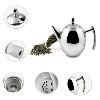 

1 L &1.5 ML Stainless Steel Durable Teapot Coffee Tea Sliver Cold Water Pot Kettle With Strainer Home Kitchen Helper