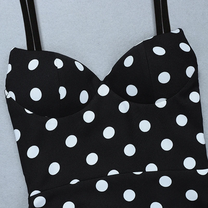 Polka Dot Винтаж платье; элегантные туфли в стиле знаменитостей; модная обувь для ночного клуба вечерние сексуальное обтягивающее платье черное платье