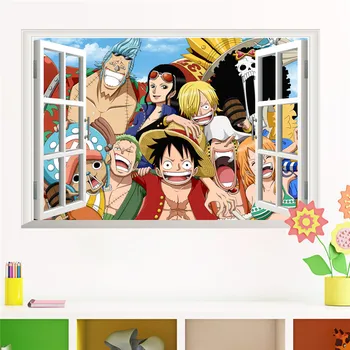 

One Piece Amine Comic 3D Window Luffy Wall Sticker Poster For Kids Rooms Wall Decal Baby Nursery Room Mural Home Decor