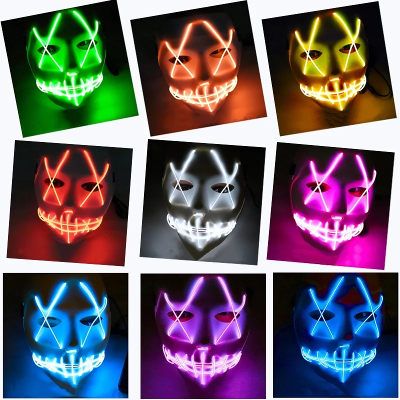 

Halloween Mask LED Lamp Up Party Masks The Purge Election Year Great Funny Masks Festival Cosplay Costume Supplies Glow In Dark