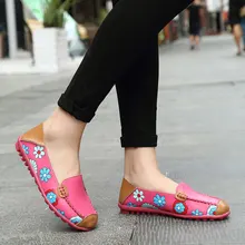 Mwy лето-осень Мода цветок Дизайн круглый носок смешивания Цвет Женские туфли на плоской подошве; туфли для мамы Винтаж Пояса из натуральной кожи Женские туфли-лодочки девушка бездельник