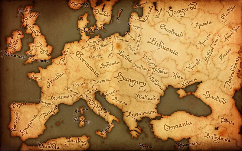 

HD spraying picture fantasy europe map medieval on oil canvas for living room decor and wall art poster