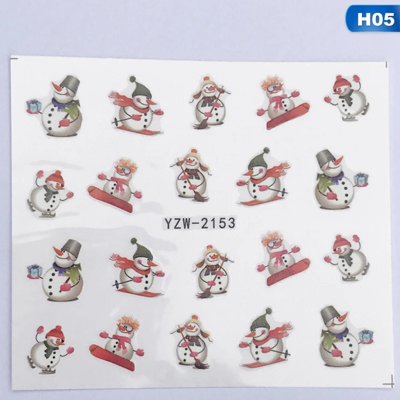 Nail Art Nail Sticker New Year Slider Tattoo Christmas Water Decal Santa Claus Snowman Full Wraps Designs Decals