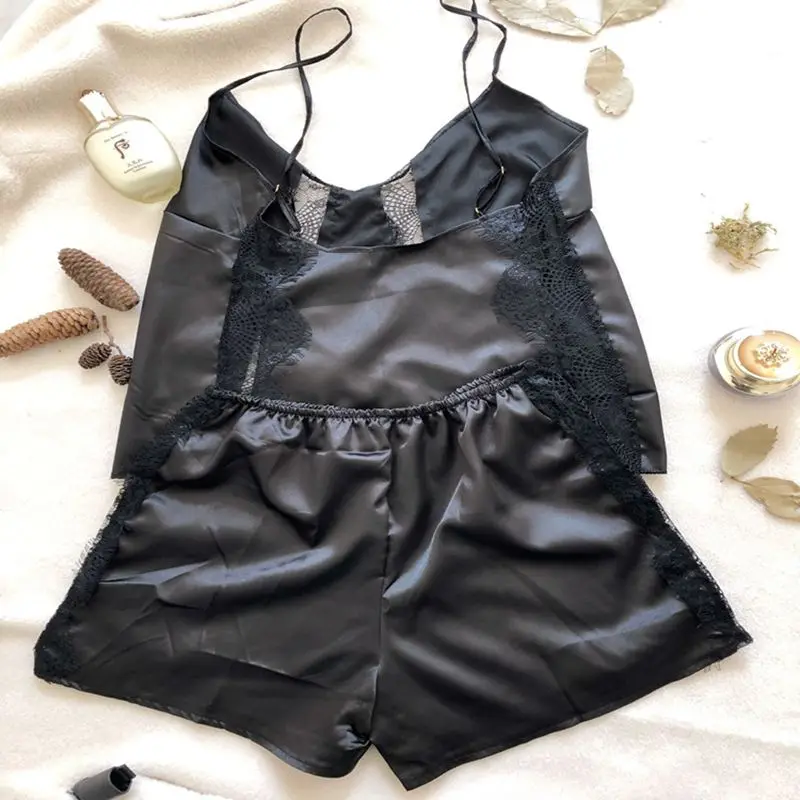 

Sexy Ever Store Sexy Women Silk Satin Sleepwear Short Pajama Cheap Wholesale Pajama