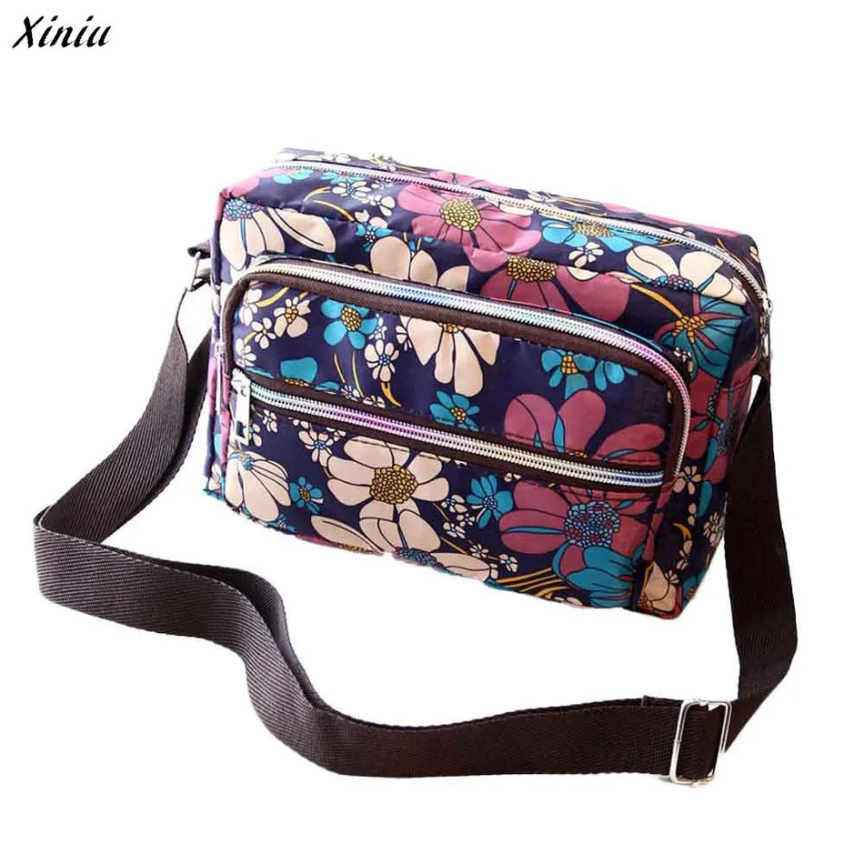 Xiniu Women Messenger Bags Canvas Floral Printing Multi Pocket