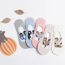 Новинка; 5 пар/лот; милые хлопковые незаметные удобные тапочки с объемным рисунком собаки для женщин и девочек; Всесезонная одежда