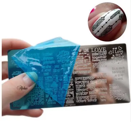 

New Design Nail Art Plate Stamp Stamping Letter rectangle Stainless Steel DIY Nail Polish Print Manicure Nail Stencil Template